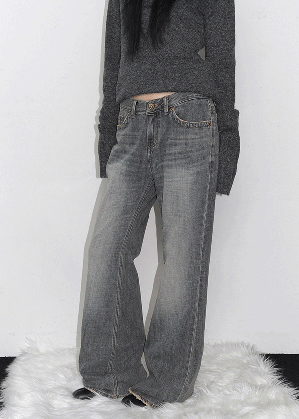 Sharkem Stitch Low-waist Bootcut Denim Pants