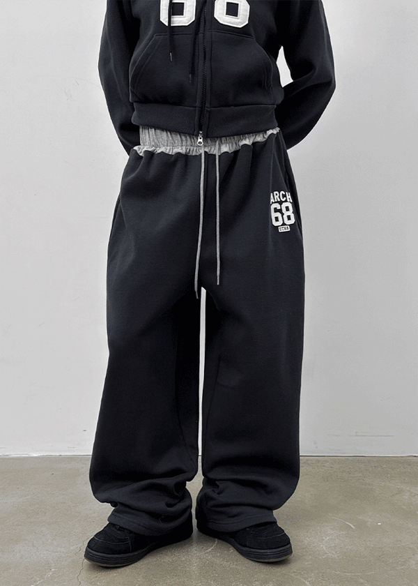 Srekto Fleece Color Block Wide Banding Pants (Set Available)