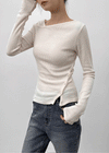 Tspi Slit Button Knit Long Sleeve T-shirt