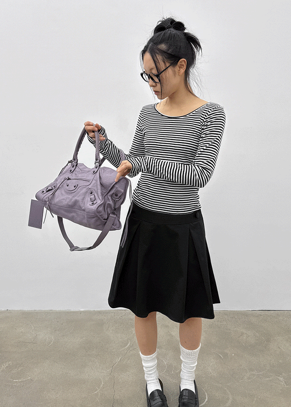Luano Striped Round Neck Long Sleeve T-shirt