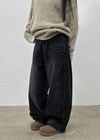 Netk Wash Wide Fleece Denim Pants