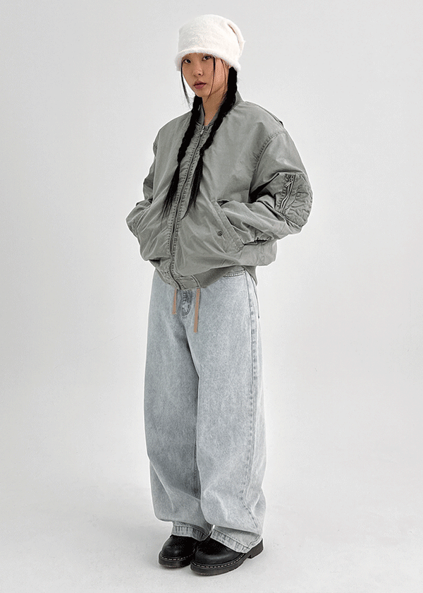 Kiaf Strap Vintage Wide Denim Pants