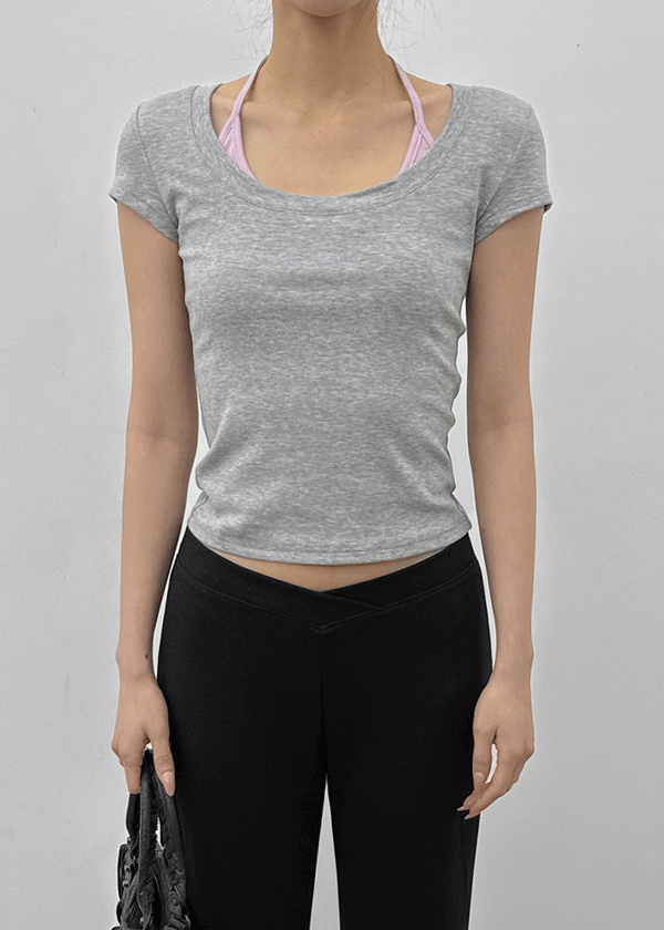 Ironi Halter Layered Cap Sleeve Short Sleeve Tee