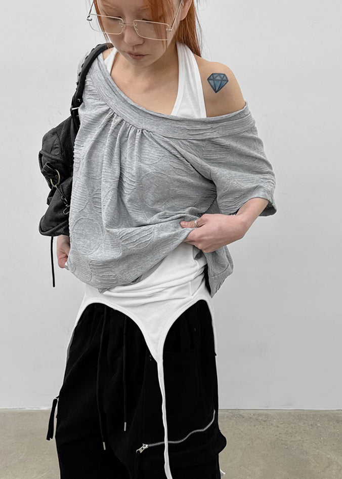 Mekki Dot Strap Off-shoulder Short Sleeve Tee – BLACKUP