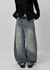 Remel Curved Washed Balloon Wide Denim Pants