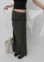 Pelian Nylon Shirred Long Skirt