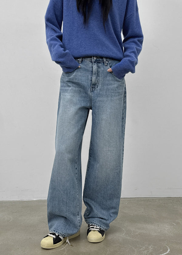 Juliet Semi-washed Wide Denim Pants