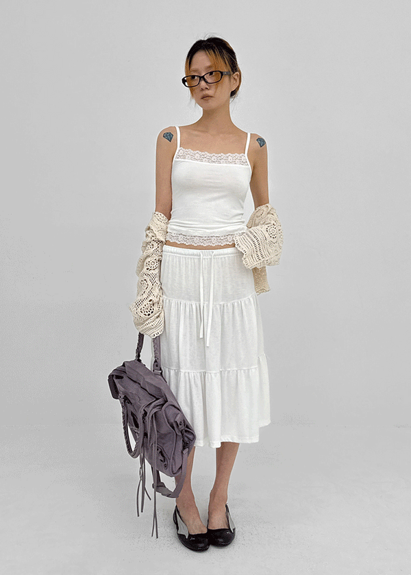 Vapor tiered midi skirt