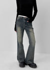 Wis Cat-washed Bootcut Denim Pants