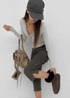 Keds Striped Henley Neck Long Sleeve Tee
