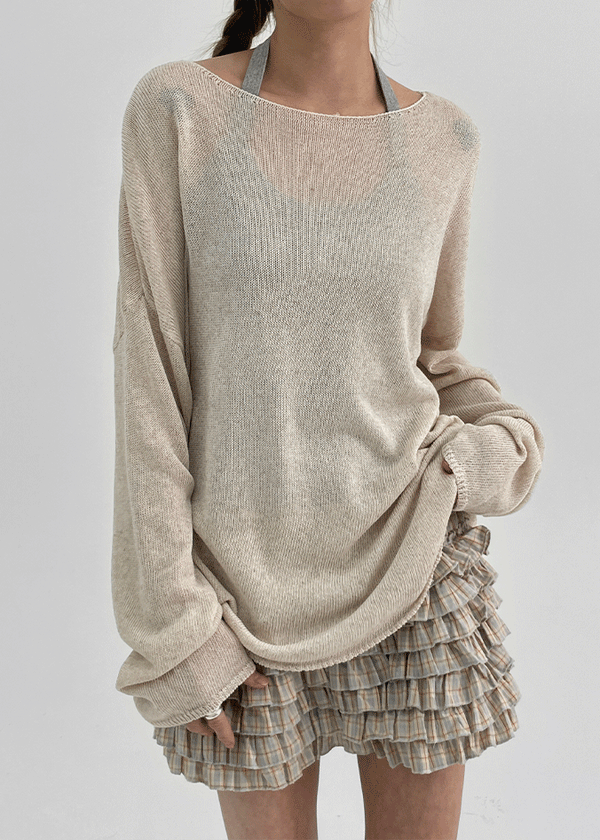 Defab Boat Neck Linen Summer Knit