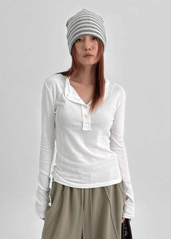 Kidte Henley Neck Button Long Sleeve T-shirt