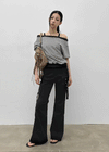 Cuncring Strap Cargo Bootcut Pants