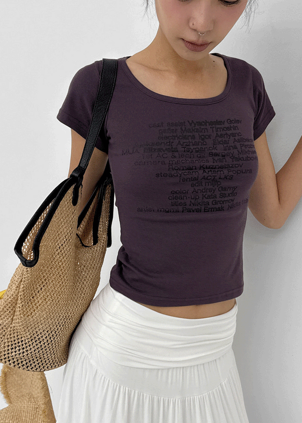 Miya Lettering U-neck Short Sleeve T-shirt