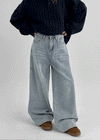 Bevan Raised Fleece Wide Denim Pants