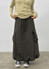 Jerk String Flare Cargo Long Skirt