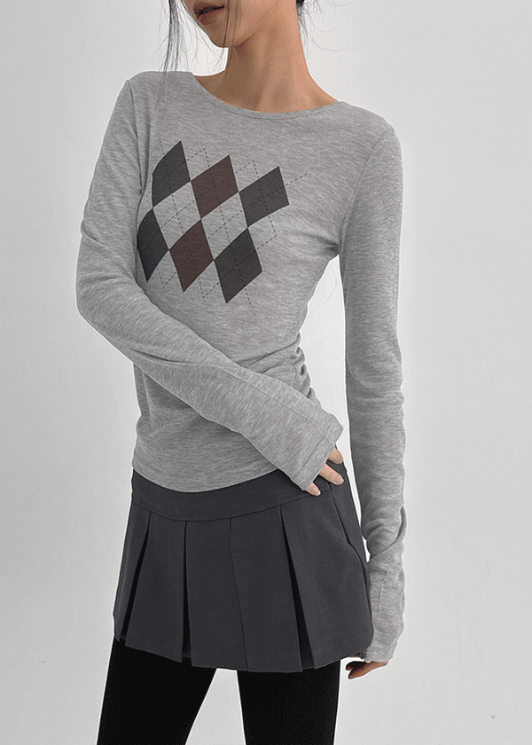 Jervic Argyle Tencel Long Sleeve T-shirt