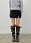 Dingko Suede Tension Slit Mini Skirt Pants
