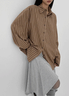 Tochi Peach Fleece Loose Fit Striped Shirt