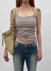 Rikong Stripe Halter Sleeveless (Built-in Cap)