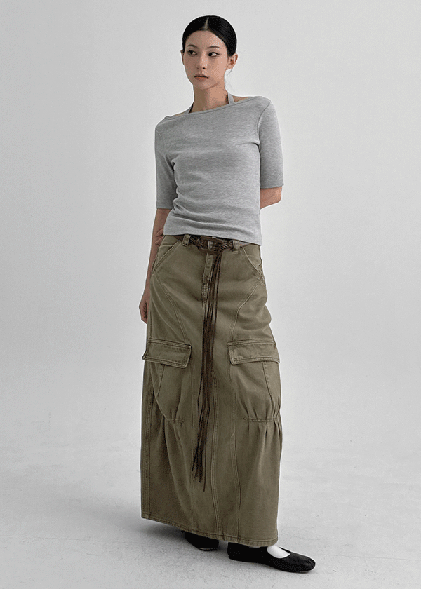 Wino Vintage Cargo Long Skirt (belt Set)