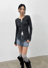 Baent Snap Button Rounding Slim Cardigan