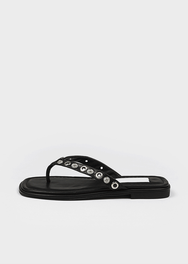 Sinez Studded Leather Thong Sandals