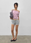 Ron Bean Low-waist Cutting Banding Shorts