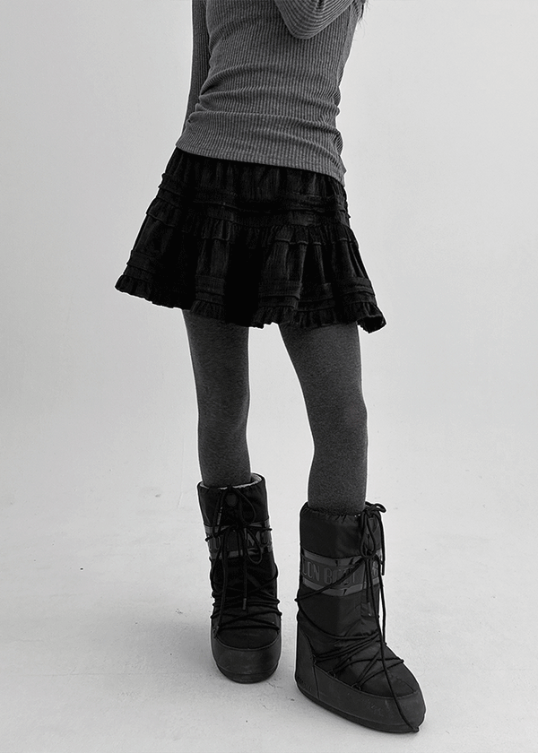 Crenette Corduroy Banding Cancan Mini Skirt Pants