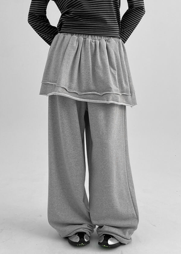 Nanaring Banding Layered Skirt Pants