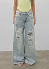 Denfil Damaged Wide Denim Pants