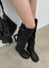 Lovt Leather Buckle Long Boots