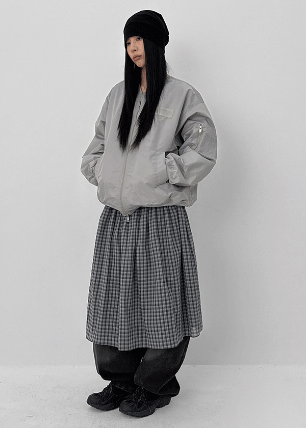 Nerdty Check Flare Long Skirt