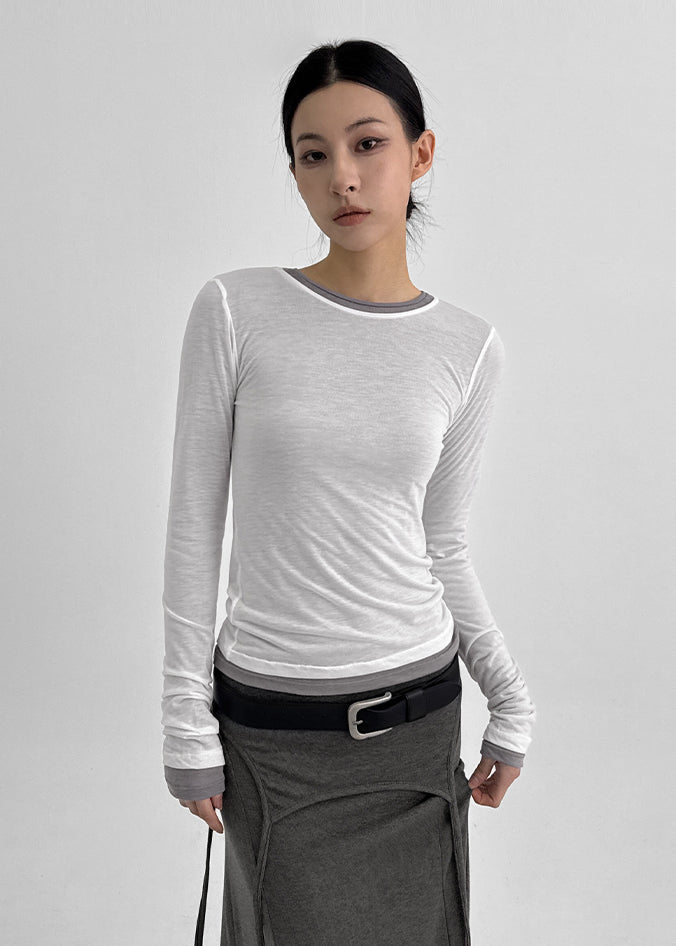 Daingel Layered Tencel Long Sleeve T-shirt – BLACKUP