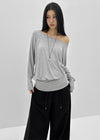 Pinko Drape Off-shoulder Long Sleeve Tee