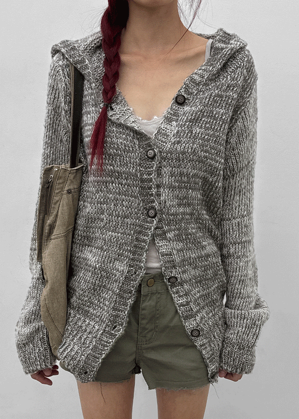 Kiul Heathered Hooded Cardigan
