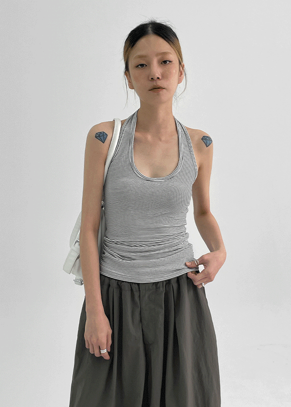 Pollenne Slim Fit Long Halter Sleeveless Top