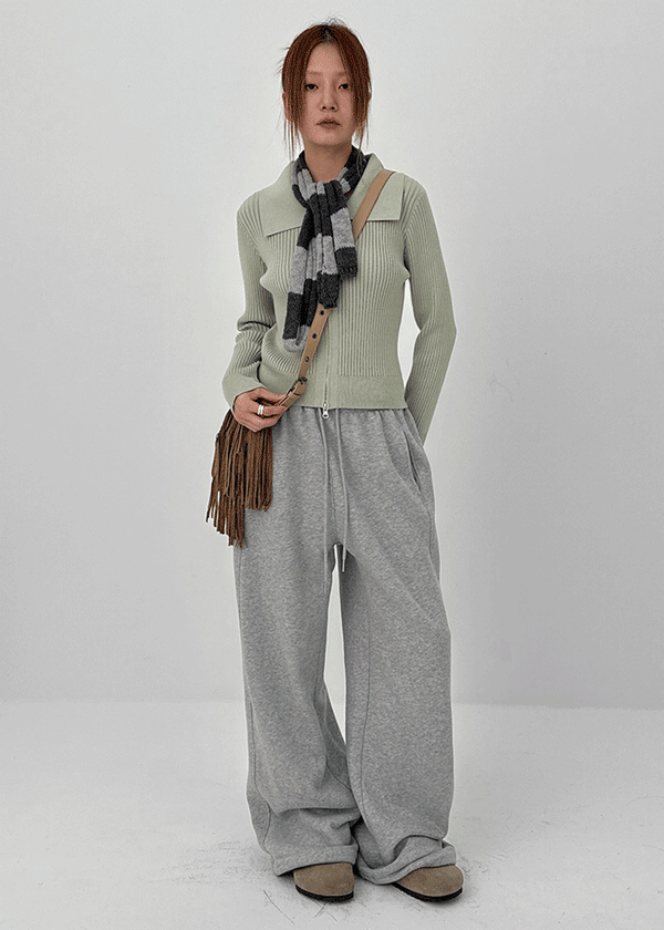 All-net two-way knit zip-up