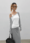 Tame boat neck raglan long sleeves
