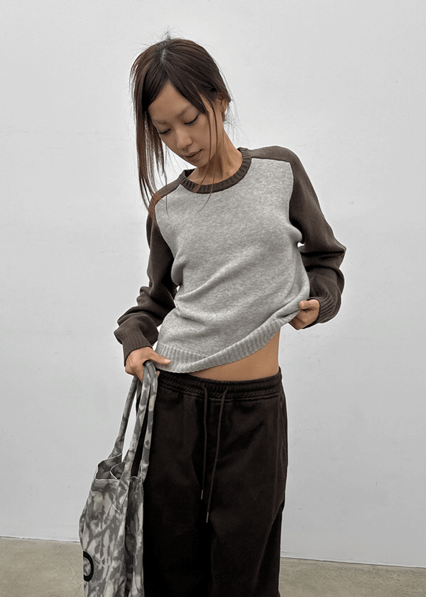 Snake color-block raglan knit