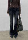 Wood fading bootcut denim pants
