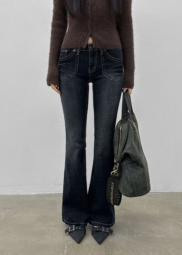 Wood fading bootcut denim pants