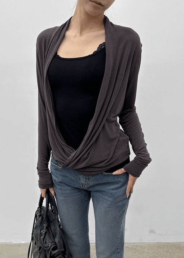 Muav Shirred Wrap Long Sleeve Tee