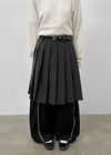 Karum Pleated Wool Midi Skirt (belt Set)