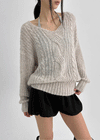 Camron V-neck Ribbed Loose-fit Knit