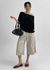 La Blue Linen Off Shoulder Short Sleeve T-shirt