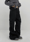 Thea Shirred Buckle Cargo Bootcut Pants