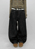 Rie Lettering Wide Raw Denim Pants