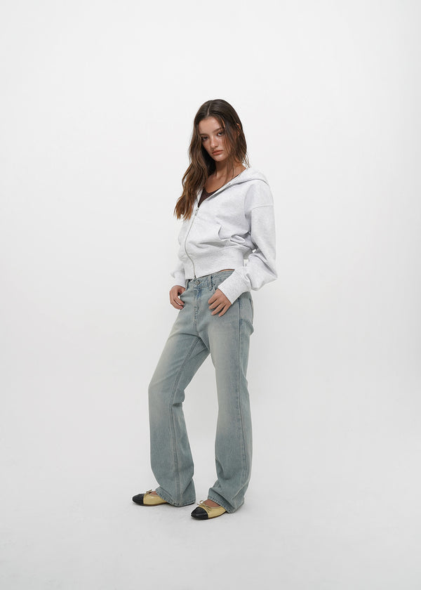 [B-DENIM] WASHING LOW SLIM BOOTS-CUT JEANS 053