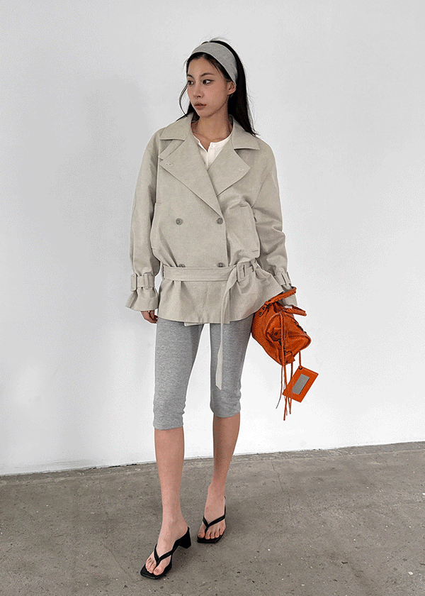 Cologne Double-button High-neck Trench Jacket